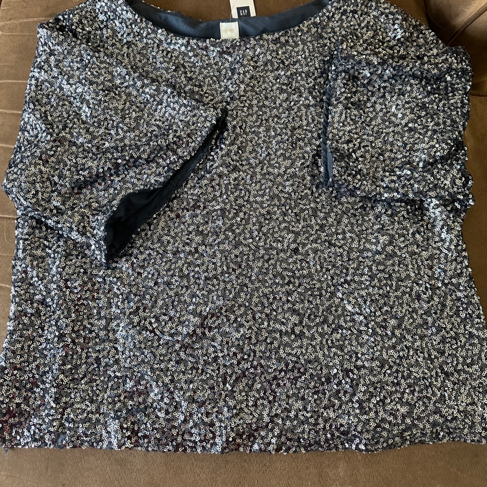 GAP Black and Silver Sequin Top